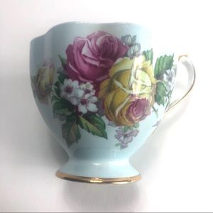 Vintage blue Queen Anne roses tea cup